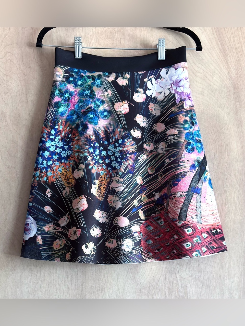 Clover Canyon Skirt Scuba A-Line Floral Abstract Print Knee Length Women’s Small